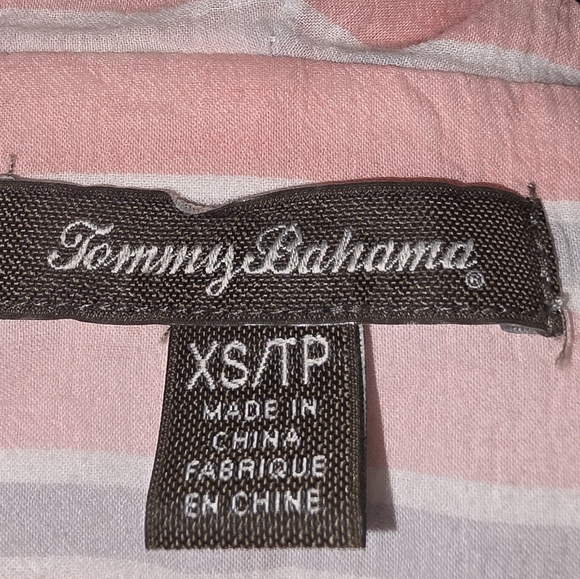 Tommy Bahama Striped Hooded Tunic 100% Cotton XS Pink White Beach Resort Boho - Picture 3 of 7